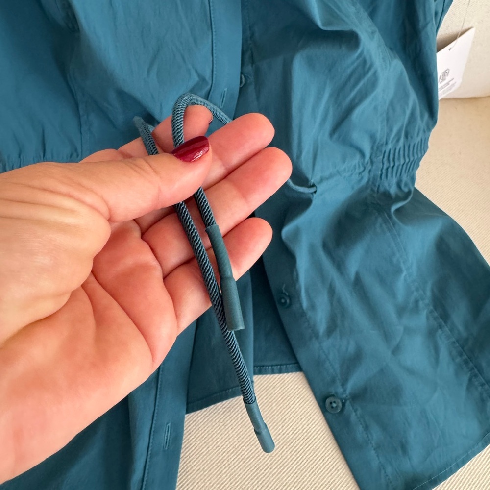 Athleta Teal Blue Collared Button-Front Shirt gre… - image 3